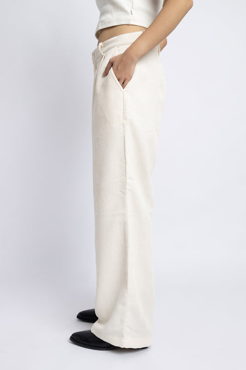 The Ivory Corduroy Straight Fit Trousers